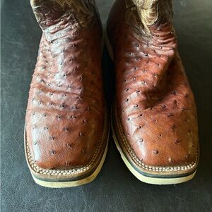 Dan Post 12D-Ostrich (Full Quill)-Brown-Double Stitch/Square toe-New Vibram Sole